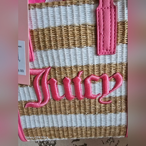 Juicy Couture Stripe Straw Mini Tote NWT - Picture 11 of 14